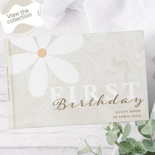 Daisy First Birthday Themed Party Guest Book