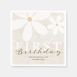 Daisy First Birthday Themed Party Napkins