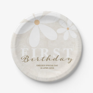 Daisy First Birthday Themed Party Paper Plates