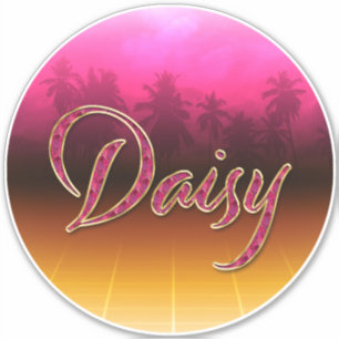 Daisy first name golden pink sticker decals
