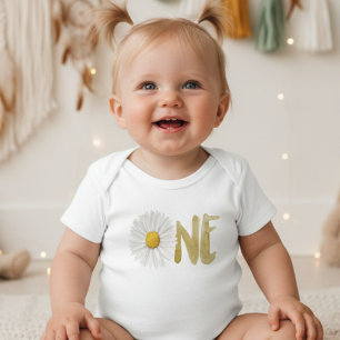 Daisy first, one birthday baby bodysuit