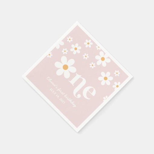 Daisy floral 1st birthday napkins Zazzle
