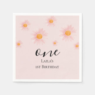 Daisy floral 1st birthday napkins