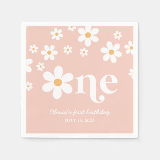 Daisy floral 1st birthday napkins