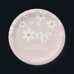 Daisy floral 1st birthday paper plates<br><div class="desc">One! Retro inspired 1st birthday party plates with 70's style daisies and boho fonts and colors.</div>