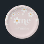 Daisy floral 1st birthday paper plates<br><div class="desc">One! Retro inspired 1st birthday party plates with 70's style daisies and boho fonts and colors.</div>