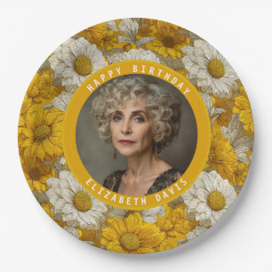 Daisy Floral 21St Birthday Modern Yellow Paper Plates