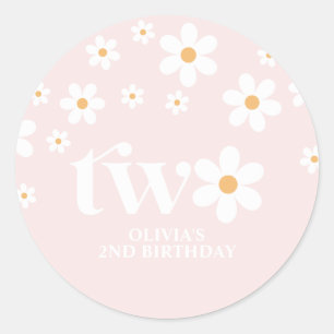 Daisy floral 2ND birthday Classic Round Sticker