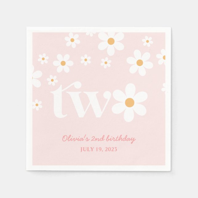 Daisy floral 2nd birthday napkins (Front)