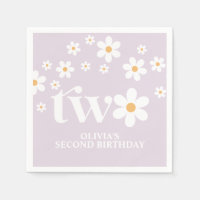 Daisy floral 2nd birthday napkins