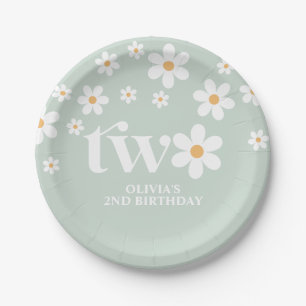 Daisy floral 2ND birthday Paper Plates