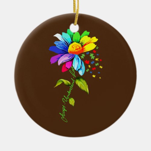 Daisy Floral Autism Awareness Accept Understand Ceramic Ornament