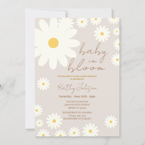 Daisy Floral Baby in Bloom Shower  Invitation