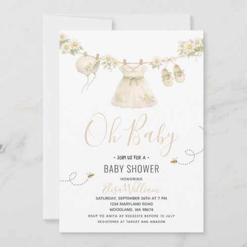 Daisy Floral Baby Shower Clothesline for Girl