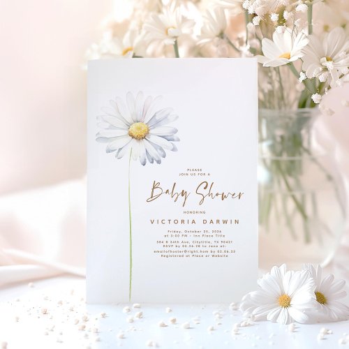 Daisy Floral Baby Shower Editable Background Color Invitation