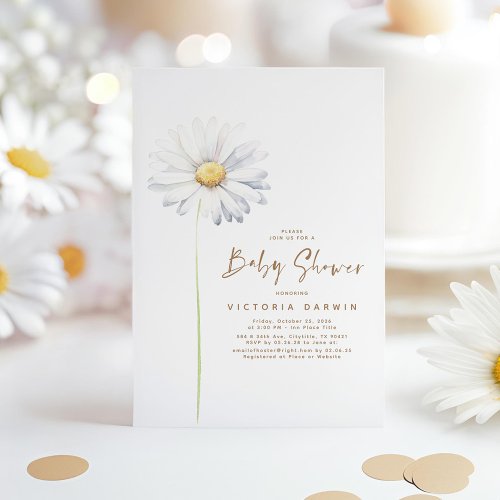 Daisy Floral Baby Shower Editable Background Color Invitation