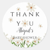 Daisy Floral Baby Shower Favor Classic Round Sticker