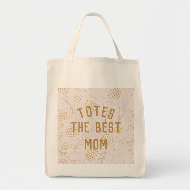 Daisy Floral Best Mom Ever Custom Text Tote Bag (Front)