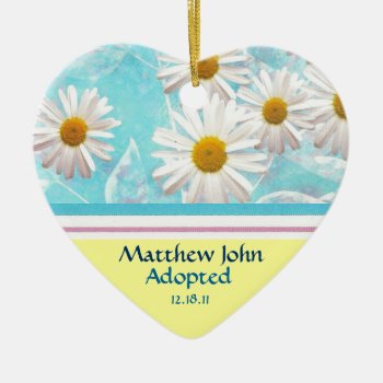 Daisy Floral Birth Announcement Ornament by AdoptionGiftStore at Zazzle