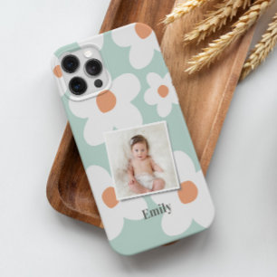 Daisy floral boho retro orange blue photo iPhone 13 pro case