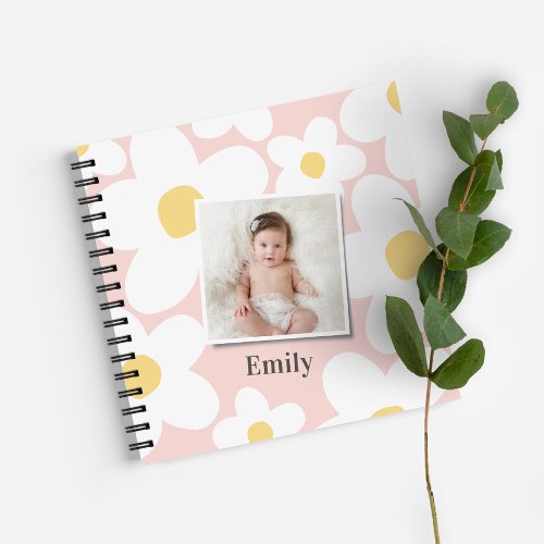 Daisy floral boho retro photo girly pink yellow iP Notebook