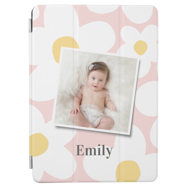 Daisy floral boho retro photo girly pink yellow iPad air cover (Front)