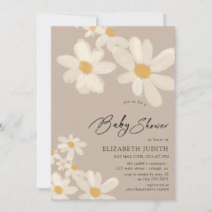  Daisy Floral Brown Baby Shower Invitation