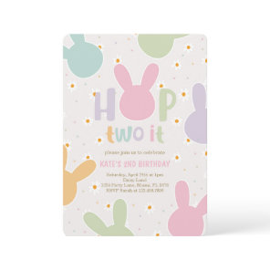 Daisy Floral Bunny 2nd Birthday Invitation