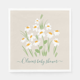 daisy floral elegant beautiful baby shower in napk napkins