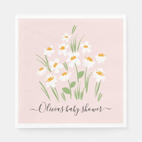 daisy floral elegant beautiful baby shower  napkins
