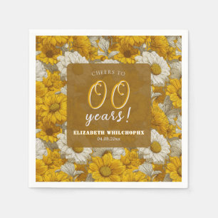 Daisy Floral Fifty Birthday Beautiful Napkins