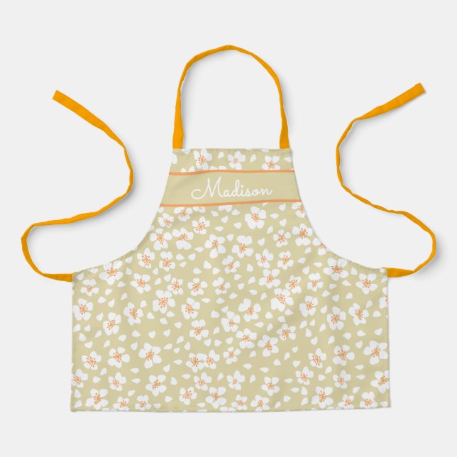 Daisy Floral Girls Name Personalized Apron (Front)