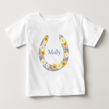 Daisy Floral Horse Shoe Garment Baby T-shirt by JacquiMarie_Designs at Zazzle