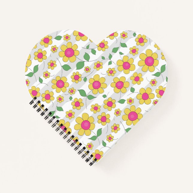 Daisy floral kids drawing happy spring cartoon  notebook (Front)