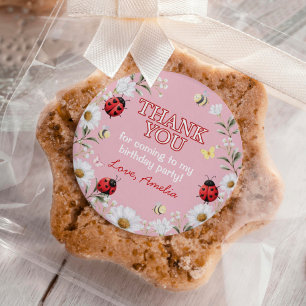 Daisy Floral Little Love Bug Birthday Party Classic Round Sticker