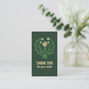 Daisy Floral Logo Chic Elegant Order Thank You Business Card