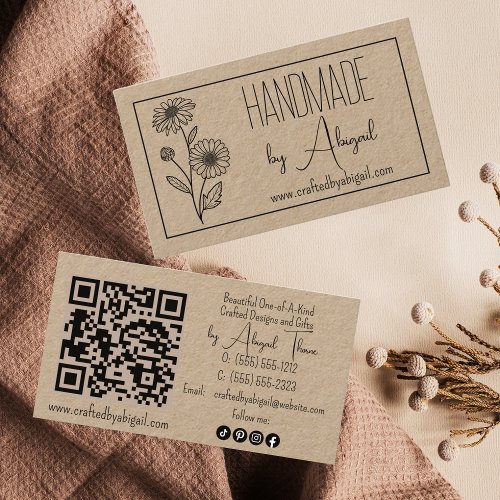 Daisy Floral Minimalist Handmade Handcrafted Business Card