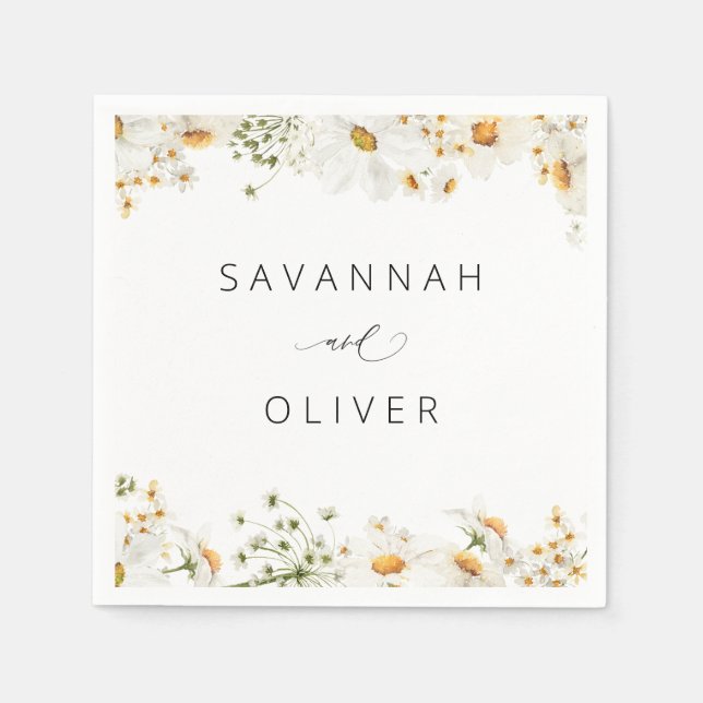 Daisy Floral Name or Monogram Napkins (Front)