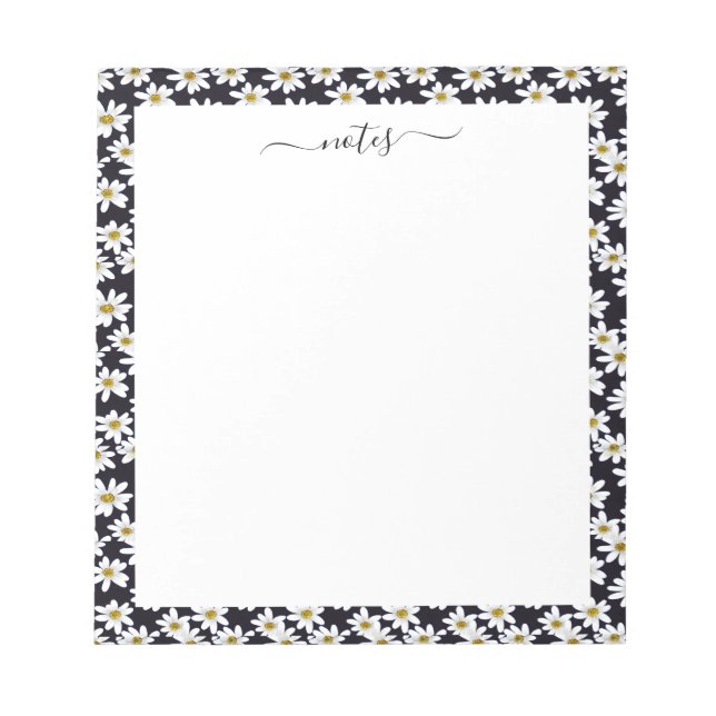 Daisy Floral Pattern Border  Notepad (Front)