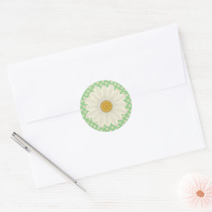 Daisy Floral Pattern Classic Round Sticker
