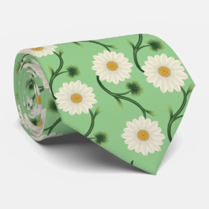 Daisy Floral Pattern Neck Tie