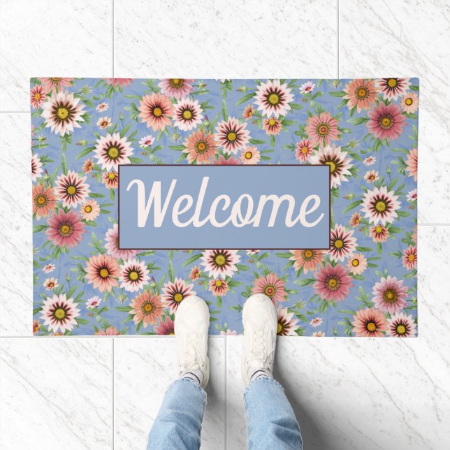 Daisy Floral Personalized Doormat (Indoor)