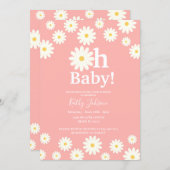 Daisy Floral Pink Bohemian Baby Shower  Invitation (Front/Back)