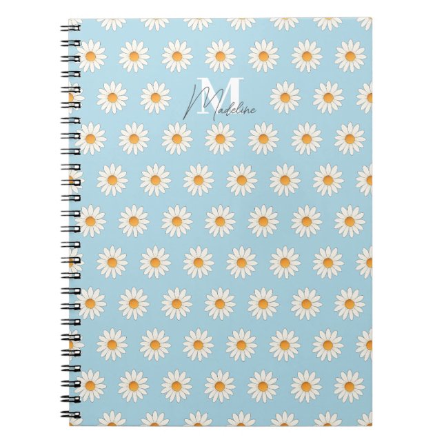 Daisy Floral Spiral Notebook – Personalized Name (Front)