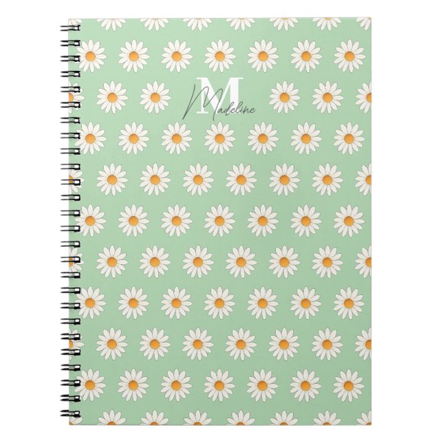 Daisy Floral Spiral Notebook – Personalized Name (Front)
