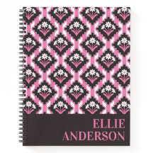Daisy Floral Striped Pattern Pink Black White