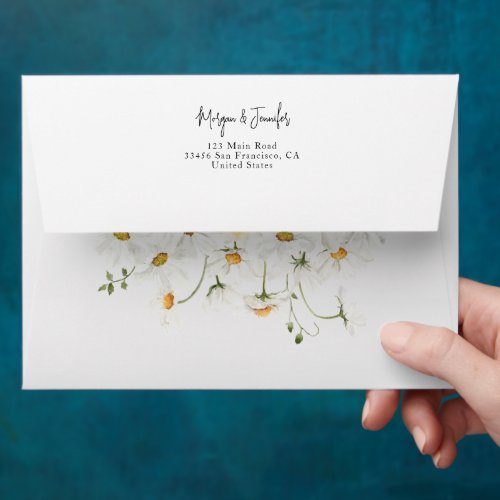 Daisy floral Wedding Personalized Envelope