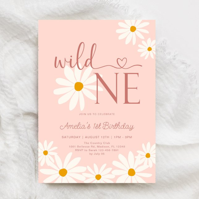 Daisy Floral Wild One 1st Birthday Invitation (Creator Uploaded)