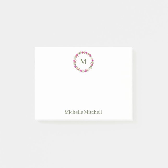 Daisy floral wreath post-it notes (Front)