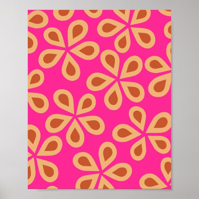 Daisy Florets 04 Hot Pink And Orange Poster (Front)